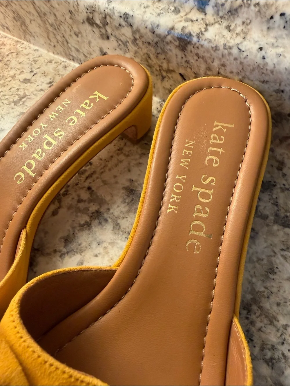 kate spade Mustard Yellow Knotted Bow Slide Mules Sandals Cute